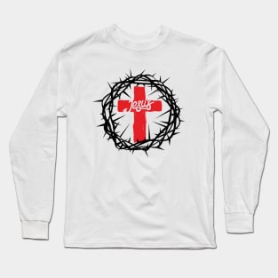 Crown of thorns, Jesus cross Long Sleeve T-Shirt